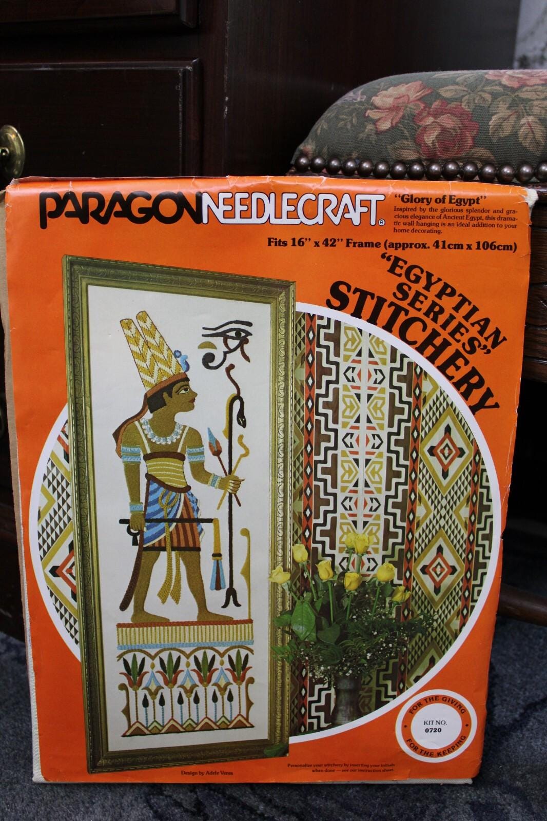GLORY OF EGYPT Vintage Crewel Embroidery Kit Paragon 0720 Egyptian Wall Hanging