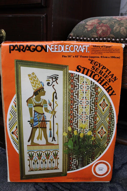 GLORY OF EGYPT Vintage Crewel Embroidery Kit Paragon 0720 Egyptian Wall Hanging