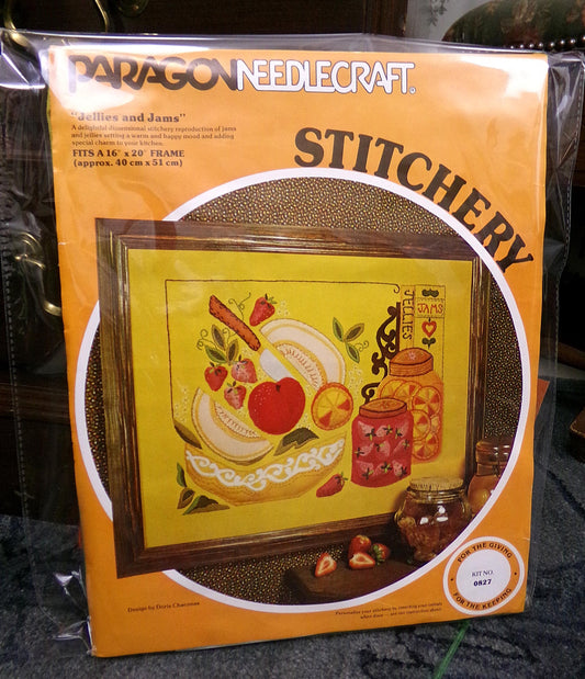 JELLIES and JAMS Crewel Embroidery Kit, Kitsch Vintage Paragon 0827 Stitchery