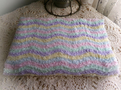 Rainbow Stripes Vintage Chenille Fabric, Soft Ripple Wave 10.5.24" Quilt Textile