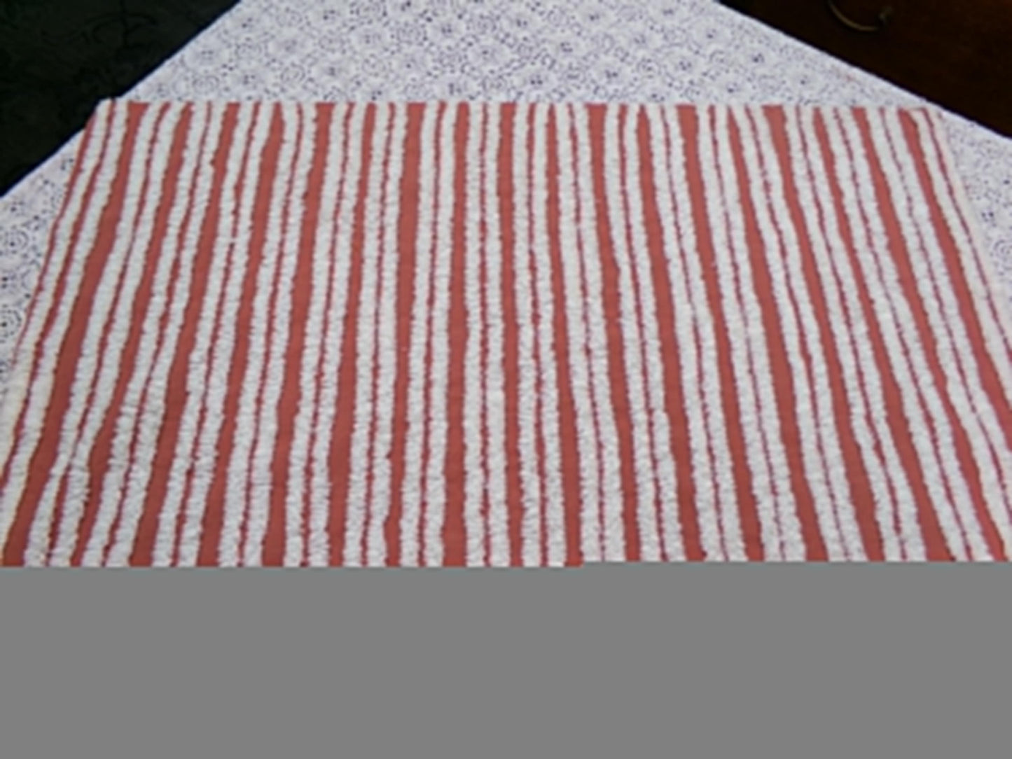 White Stripe Vintage Chenille Bedspread Fabric Terracotta Clay 16.5 x 27" Piece