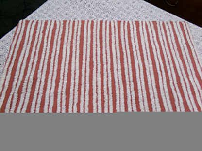 White Stripe Vintage Chenille Bedspread Fabric Terracotta Clay 16.5 x 27" Piece