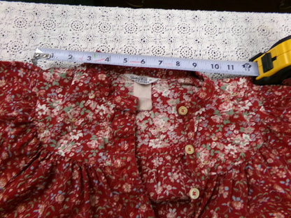 Vintage Prairie Blouse Boho 1970s Womens Top Ditsy Calico Floral Shirt Small