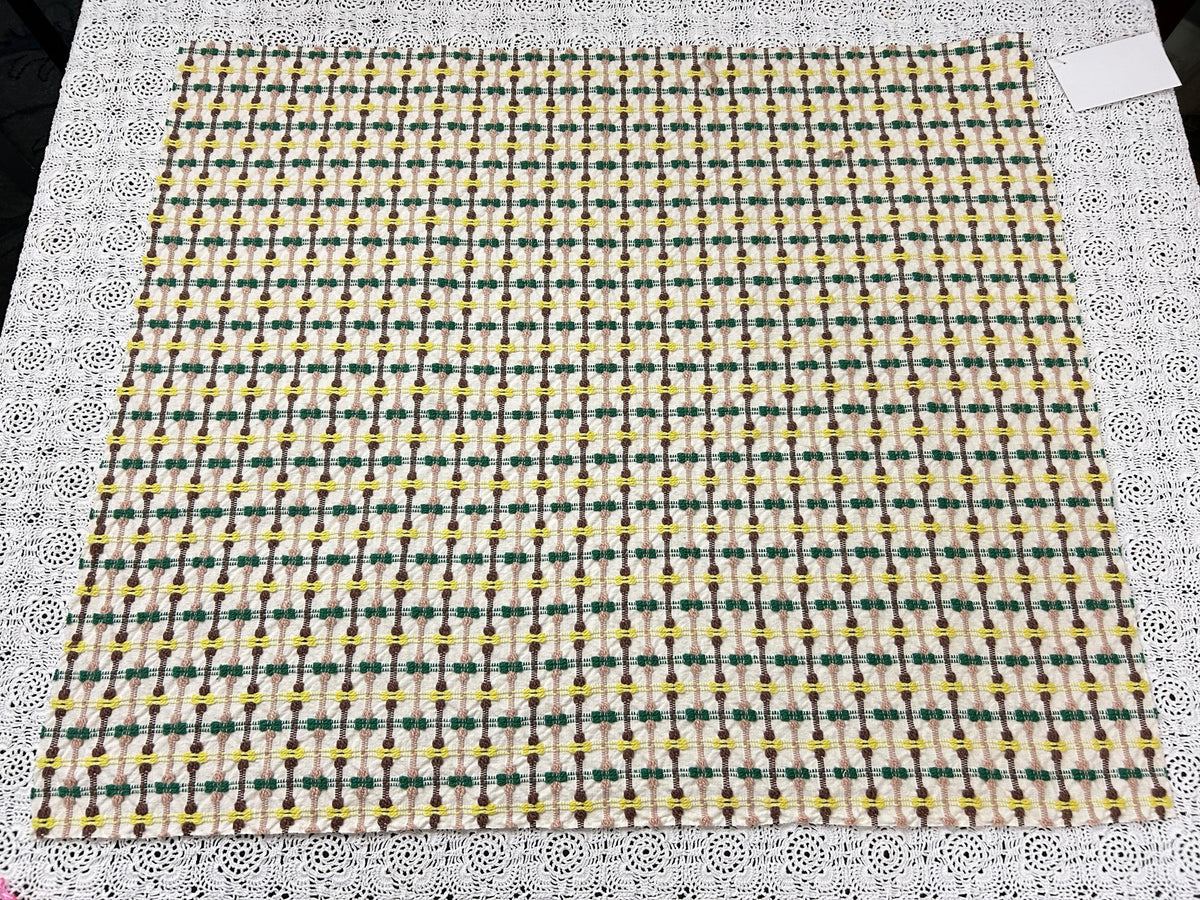 Mod Vintage Woven Chenille Fabric 21x25, Bates Bowtie Geometric Quilt Material