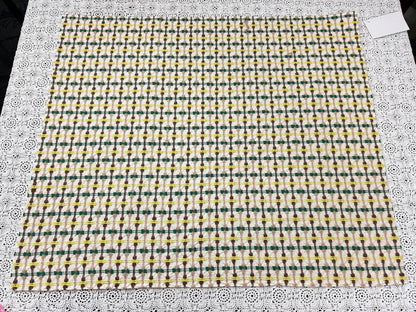 Mod Vintage Woven Chenille Fabric 21x25, Bates Bowtie Geometric Quilt Material