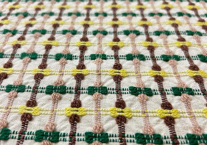 Mod Vintage Woven Chenille Fabric 21x25, Bates Bowtie Geometric Quilt Material