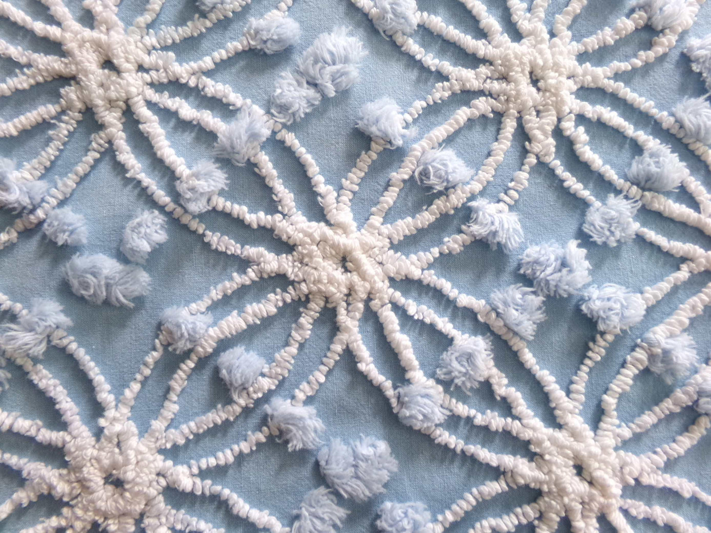 coastal blue vintage chenille fabric, popular beach vibes 22" x 24" inch piece of cotton quilt material for sewing & crafts