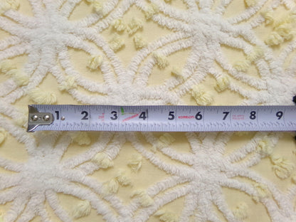 Vintage Sunny Yellow Chenille Fabric Piece, Textured Sewing & Quilt Material 18" x 24"