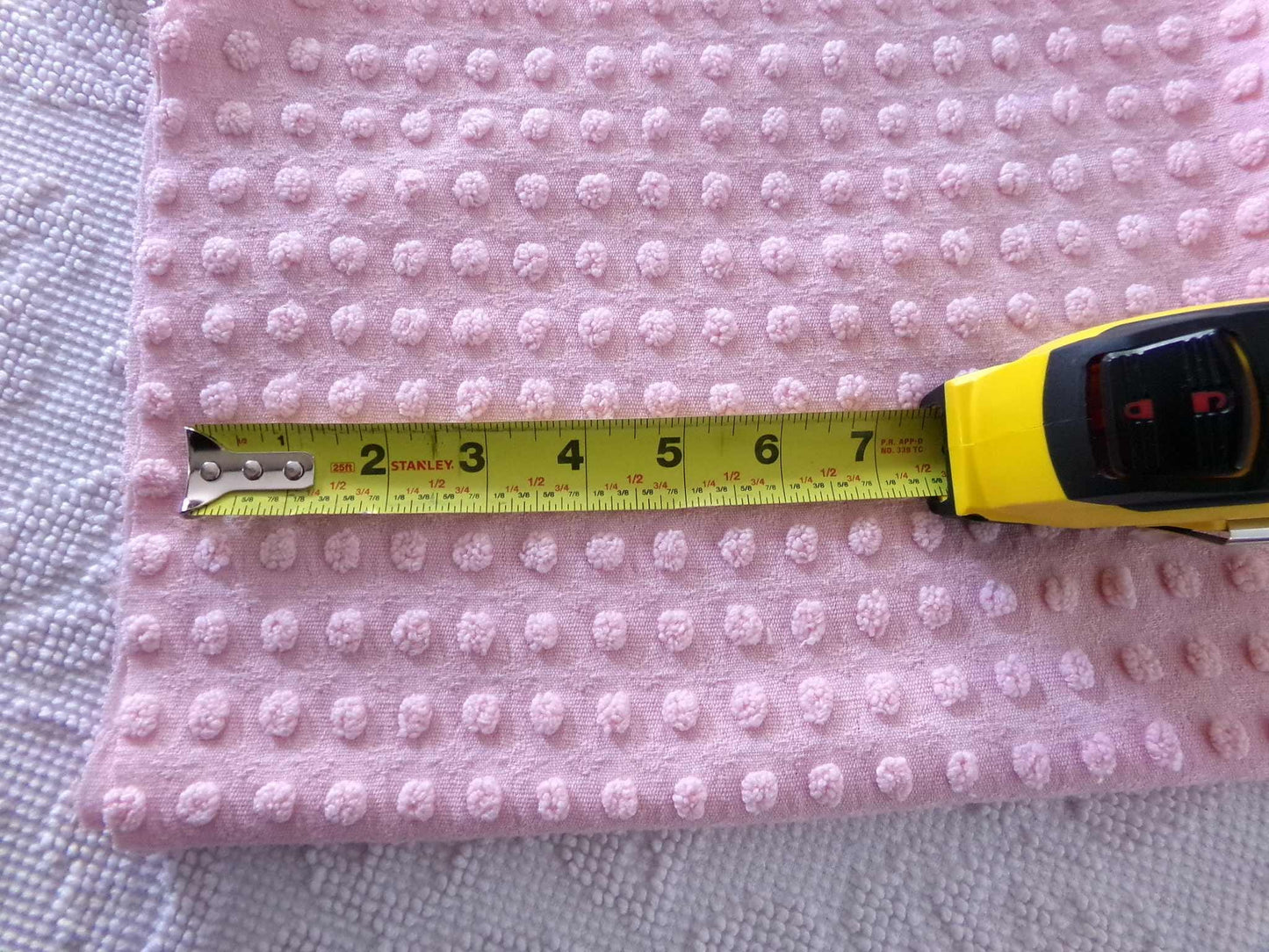 Nubby Pink Popcorns Vintage Chenille Bedspread Fabric, Textured Pop Dots 18" x 25" Piece