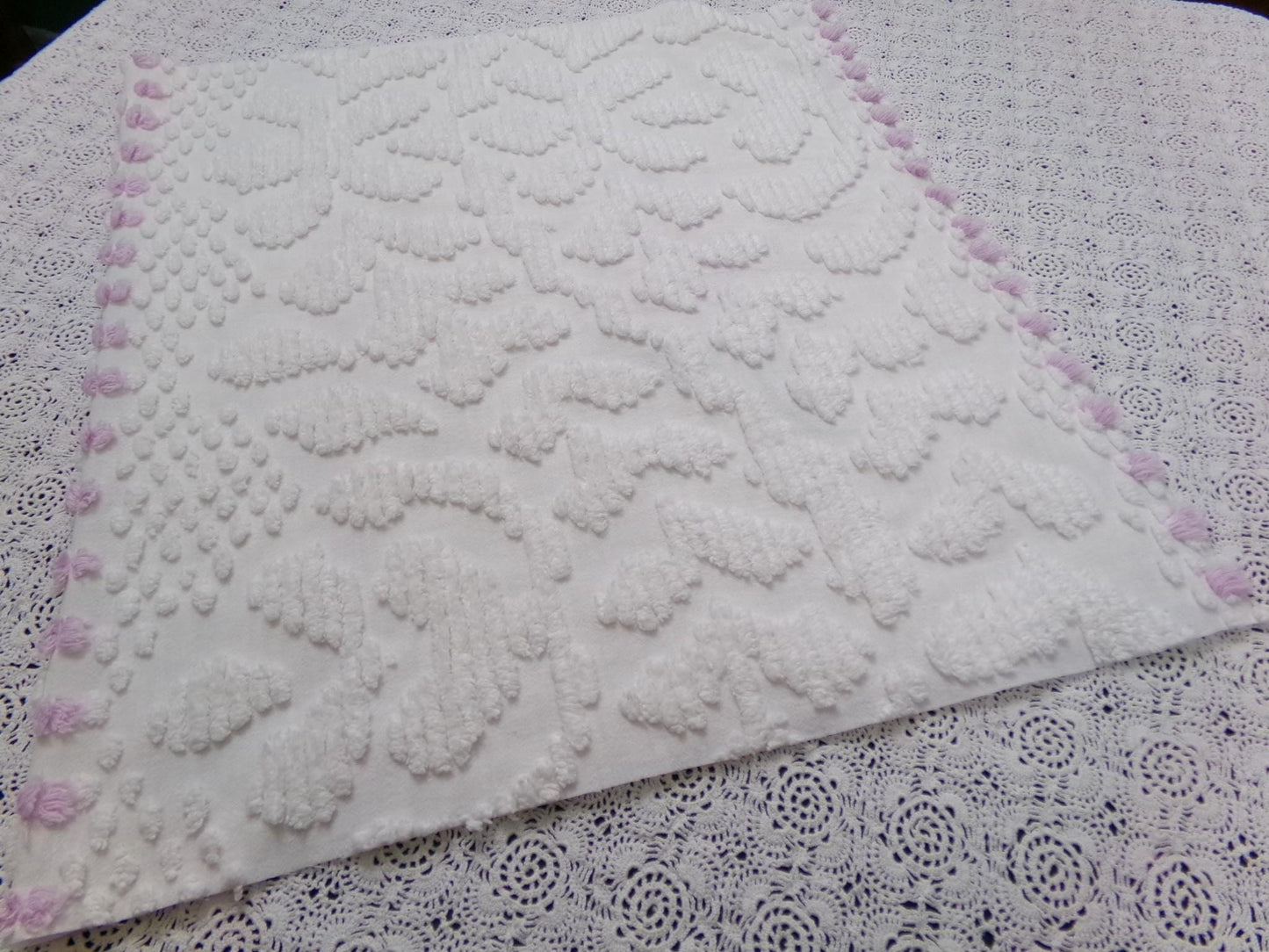 Lone Lilac Vintage Chenille Bedspread Fabric 19x36" Pc Lightweight Quilting Material