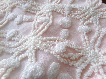 Delicate Pink Vintage Chenille Fabric, Needletuft Rings & Overtufted Pops, Popular Quilt Material 18" x 24"