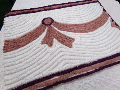 Luxury Plush Vintage Chenille Bedspread Fabric, Bow Swag White Swirl Sewing Material, 21" x 27"