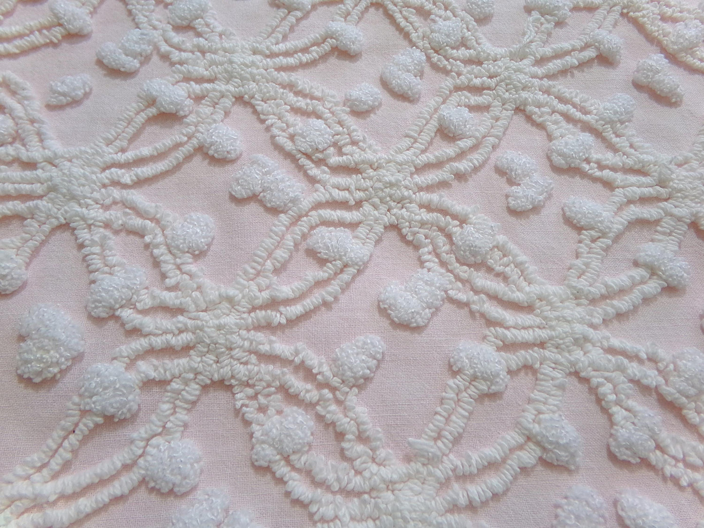 Feather Pink Vintage Chenille Fabric, Needletuft Rings & Overtufted Pops, Quilter's Favorite 18" x 24" Piece