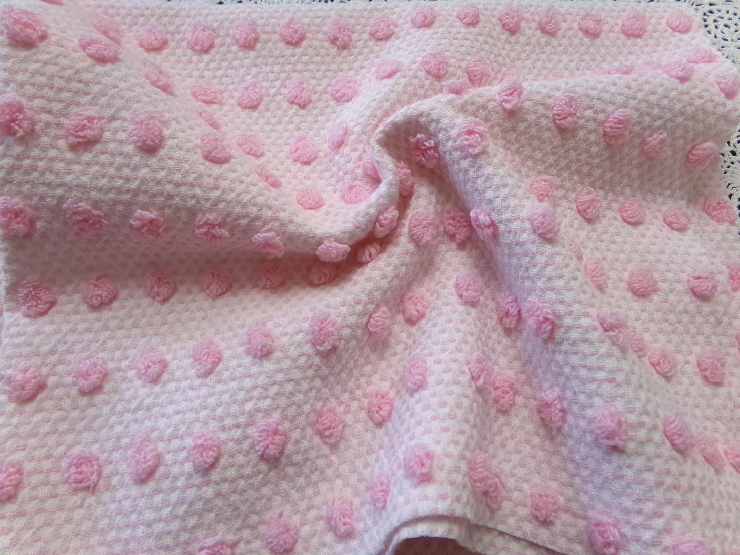 Pink Pops Vintage Chenille Woven Bedspread Fabric 20x19"