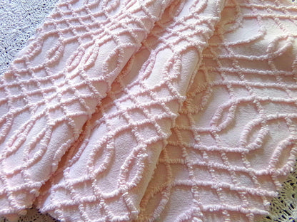 Chic Pink Eternity Links Vintage Chenille Fabric, 18x25" piece