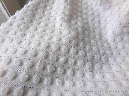 Simple White Pop Chenille Fabric, 20" x 24" inch Vintage Morgan Jones Piece, cotton blend with silver shimmer lurex