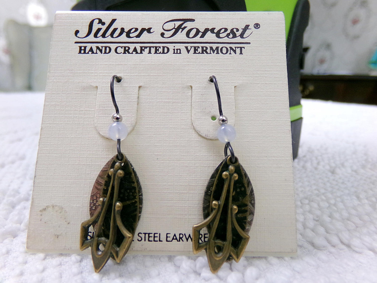 Simple Layered Pierced Dangle Earrings, Vintage Style Silver Forest Vermont Made in USA