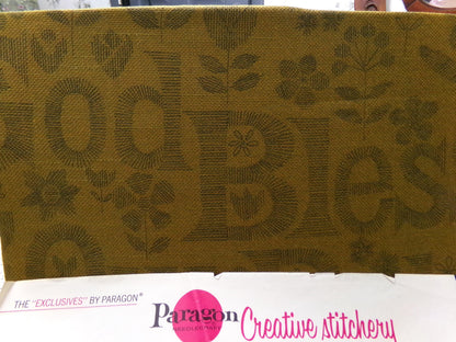 GOD BLESS Our PAD Crewel Embroidery Kit, Vintage Paragon Needlecraft 0936, Retro Boho Wall Art
