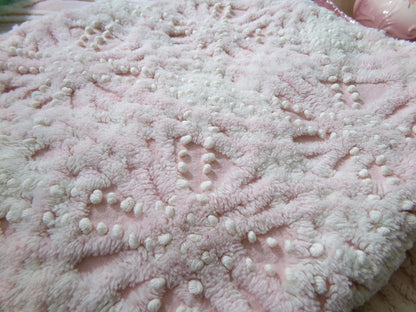 luxury pink vintage chenille fabric, 17x26" pc heavily tufted celestial snowflake spoke design