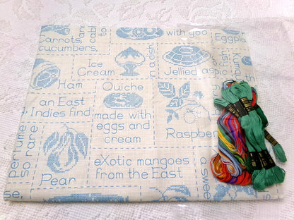 Fun Foodie GOURMET ALPHABET SAMPLER Embroidery Vintage Paragon 0653 Kitschy Kitchen Stitchery Kit