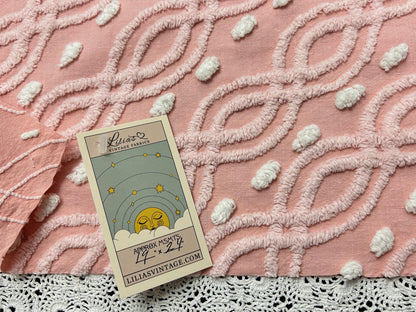 Shabby Pink Vintage Chenille Bedspread Fabric Eternity Links 19x24" Piece