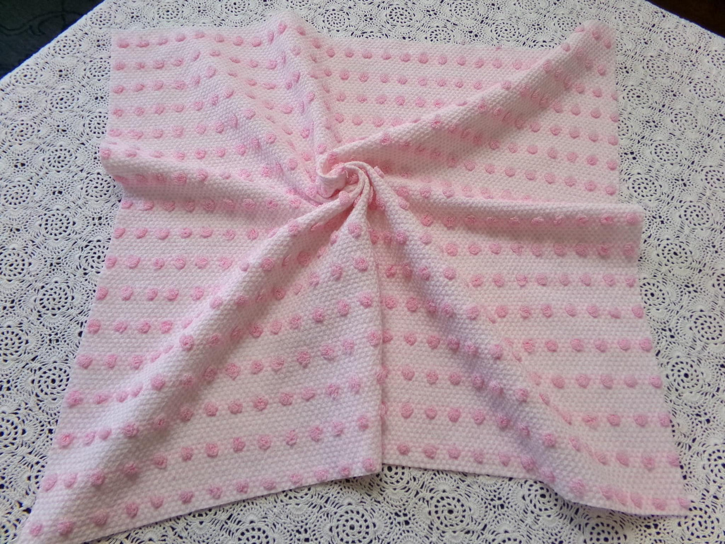 Pink Pops Vintage Chenille Woven Bedspread Fabric 20x19"