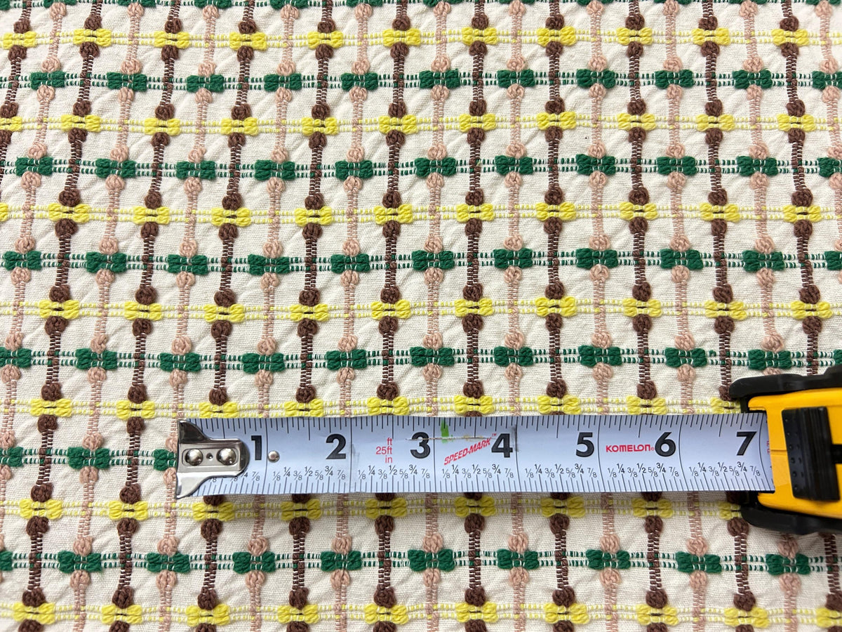 Mod Vintage Woven Chenille Fabric 21x25, Bates Bowtie Geometric Quilt Material
