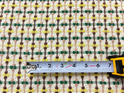 Mod Vintage Woven Chenille Fabric 21x25, Bates Bowtie Geometric Quilt Material