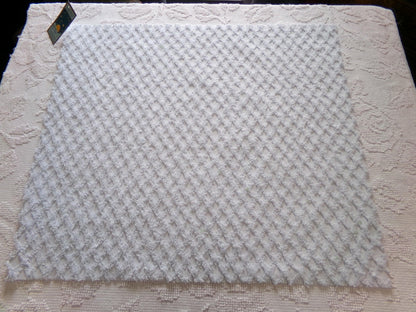 Vintage Cool Blue Chenille Fabric, diamond lattice pattern, sewing craft quilt material, 19" x 24" piece