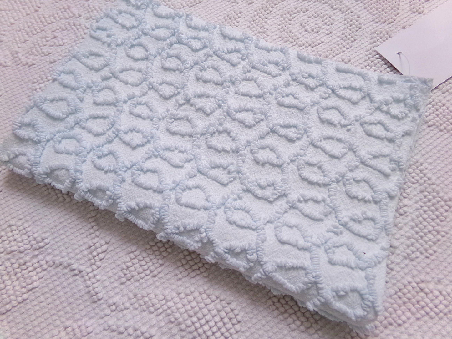 curly cute loops vintage chenille fabric, texturized blue pattern, 18" x 12" sewing & quilt material