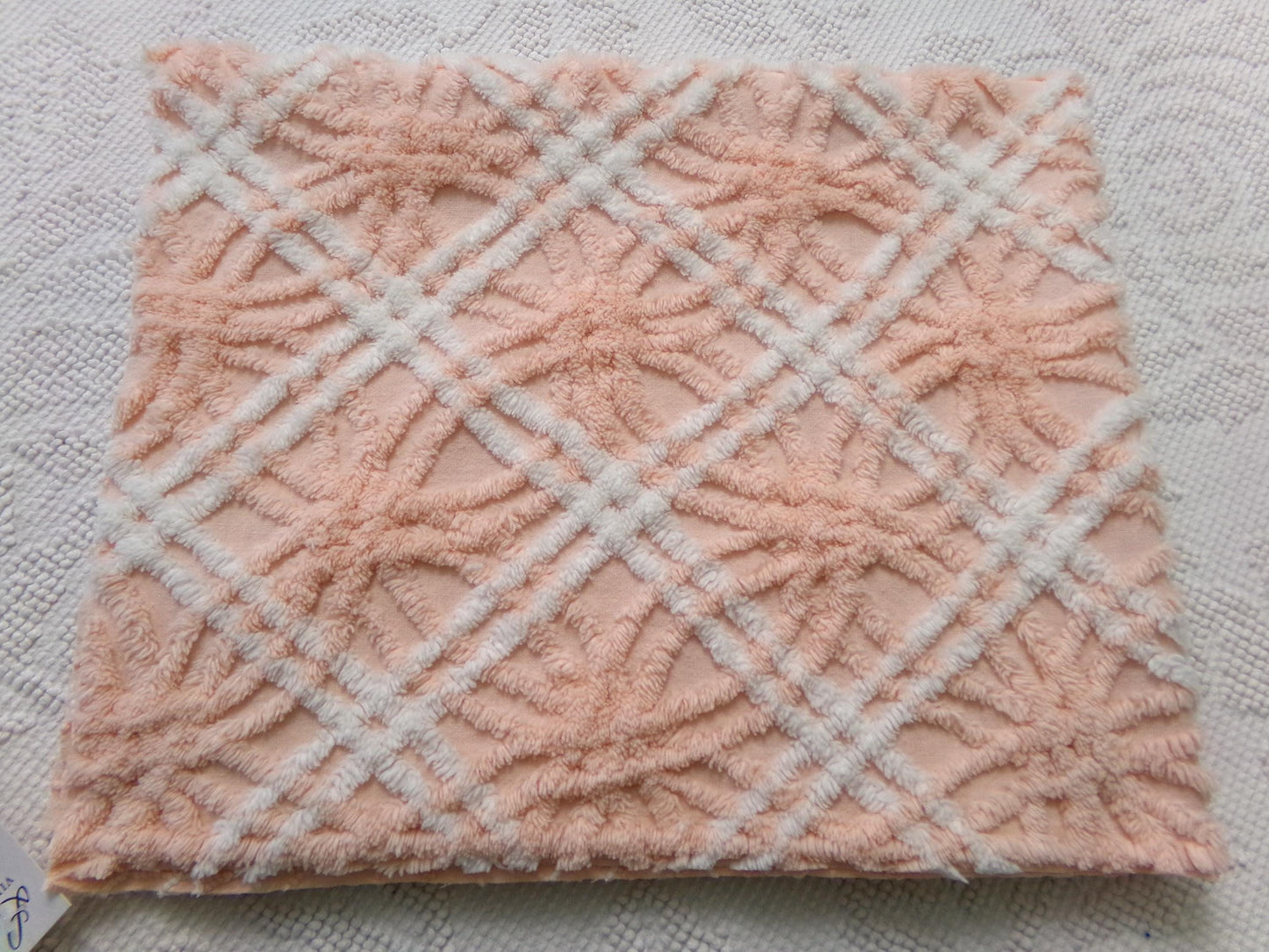 creamsicle peach vintage chenille fabric, textured 18" x 24" quilt material