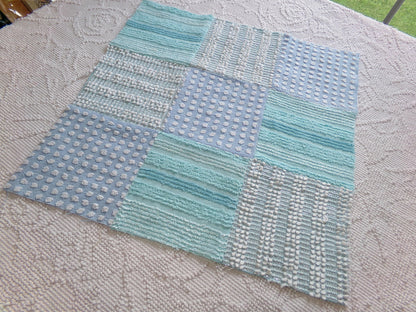 Beach Girl Vintage Patchwork Chenille Fabric Craft Panel - 16" square great for Pillows, Quilting, Wall Hangings