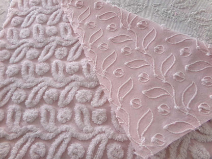 Pink Ivy Berry Vintage Chenille Fabric, Sewing Material for quilts, pillows & crafts, 18" x 24" inch Piece