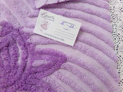 Lush Plush Lavender Vintage Chenille Fabric Piece 18x28" Sewing Material