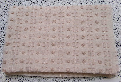 Vintage Chenille Bedspread Fabric, Neutral Fleshtone Lightweight Pop Dot Dash Sparkle 18"x24"