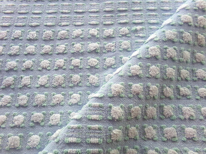 White Rosebud Vintage Chenille FABRIC, Phantom Morgan Jones Blue Terrace Roses, 24" x 18.5" inch Piece, Beautiful in Quilts