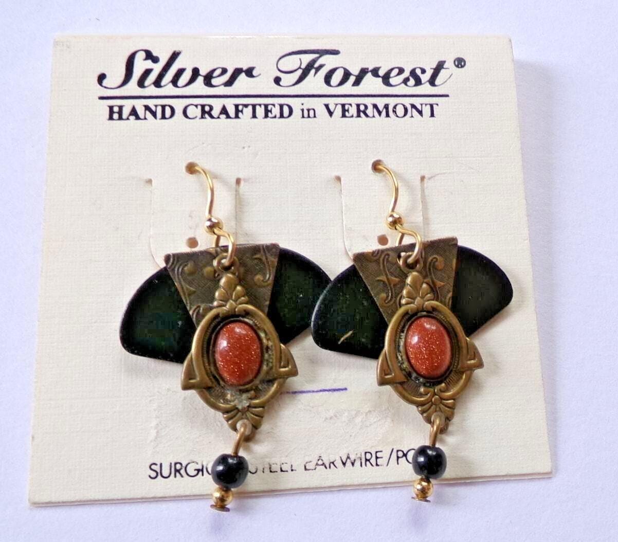 Steampunk Vintage Layered Dangle Earrings, Pierced Boho Silver Forest Vermont Jewelry