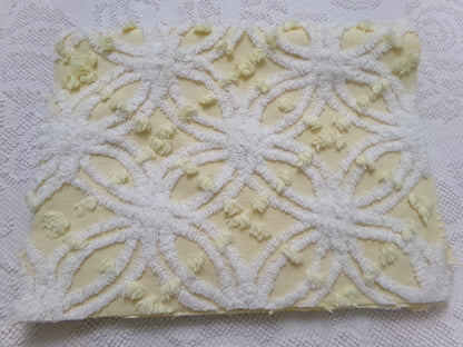 Vintage Sunny Yellow Chenille Fabric Piece, Textured Sewing & Quilt Material 18" x 24"