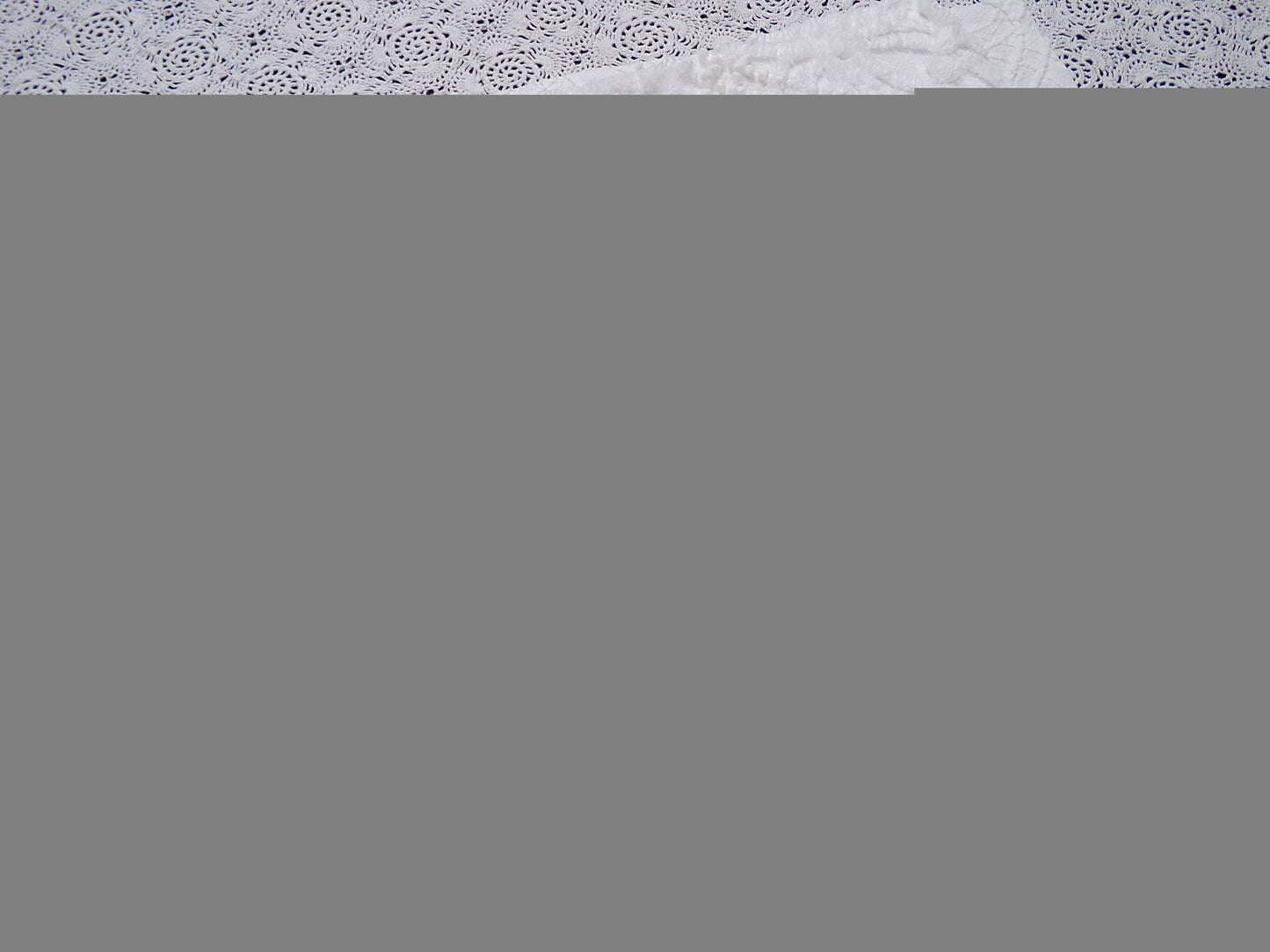 Vintage White Chenille Fabric Piece Pearl Pops 18 x 24" Quilt Craft Sewing Material