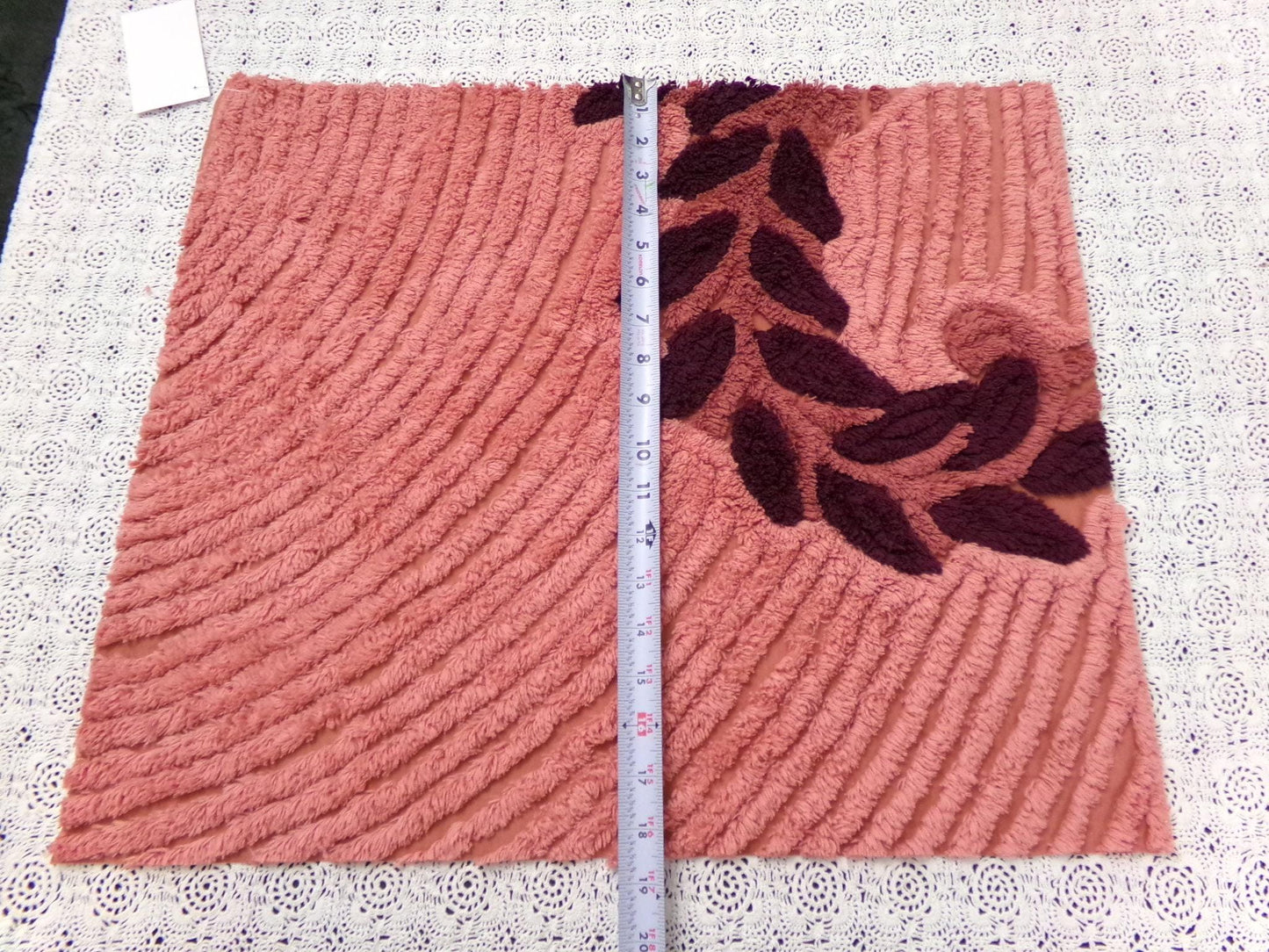 Cozy Plush Vintage Chenille Bedspread Fabric 18x21" Pc Mauve Quilting Material