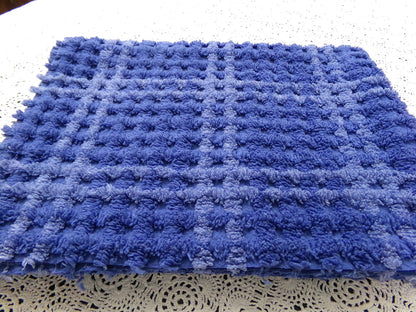 Midnight Blue Vintage Chenille Fabric Textured Plaid Sewing Material 18" x 24"
