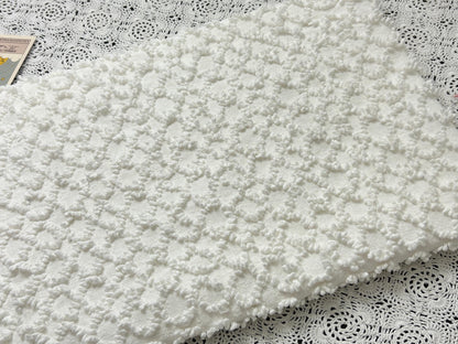 Vintage White Chenille Fabric, Chained Eternity Links, 19x25" Quilting Textile