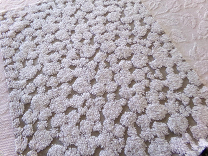 modern grey & white chenille fabric, abstract tufted pebble design sewing quilt material, 18" x 24"