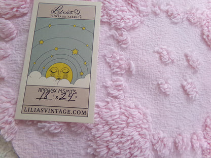 Soft Pink Vintage Style Chenille Fabric, Diamond Lattice Pops, 18x24" Piece
