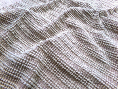 Chic Mocha Vintage Chenille Fabric Silver Lurex & White Pearl Pops 20" x 24"
