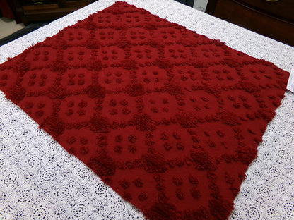 Cranberry Red Vintage Style Chenille Fabric 18x24 Geometric Dot Quilt Material