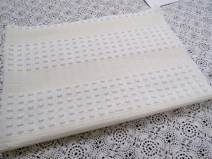 Vintage White Chenille Fabric Multisize Stripe Pops & Gold Metallic Accent, 18"x24"