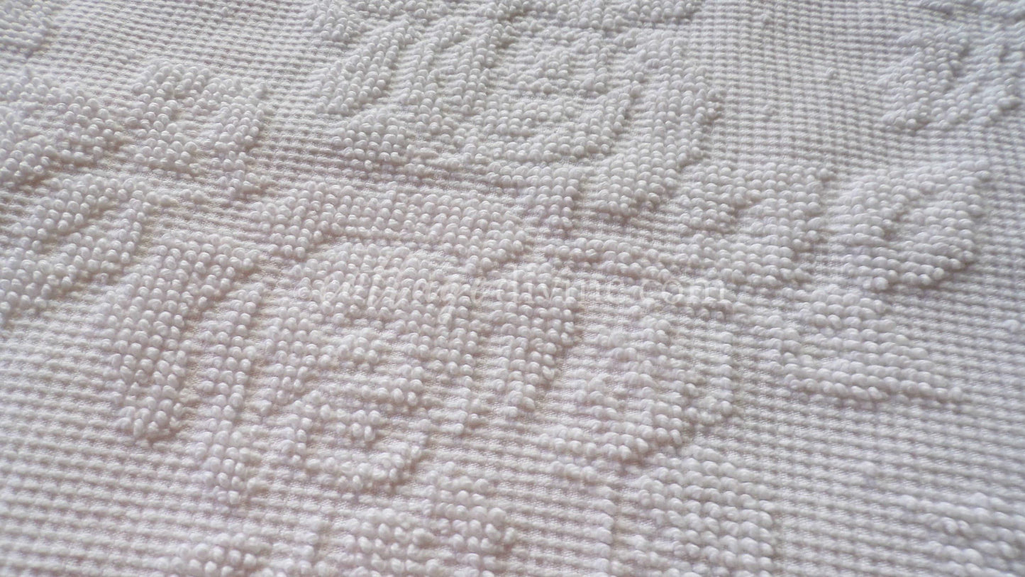 Heavenly White Vintage Chenille Fabric, Cabbage Roses & Dainty Dots, 20" x 30" inch Piece of Sewing Material, Elegant in Quilts, Pillows