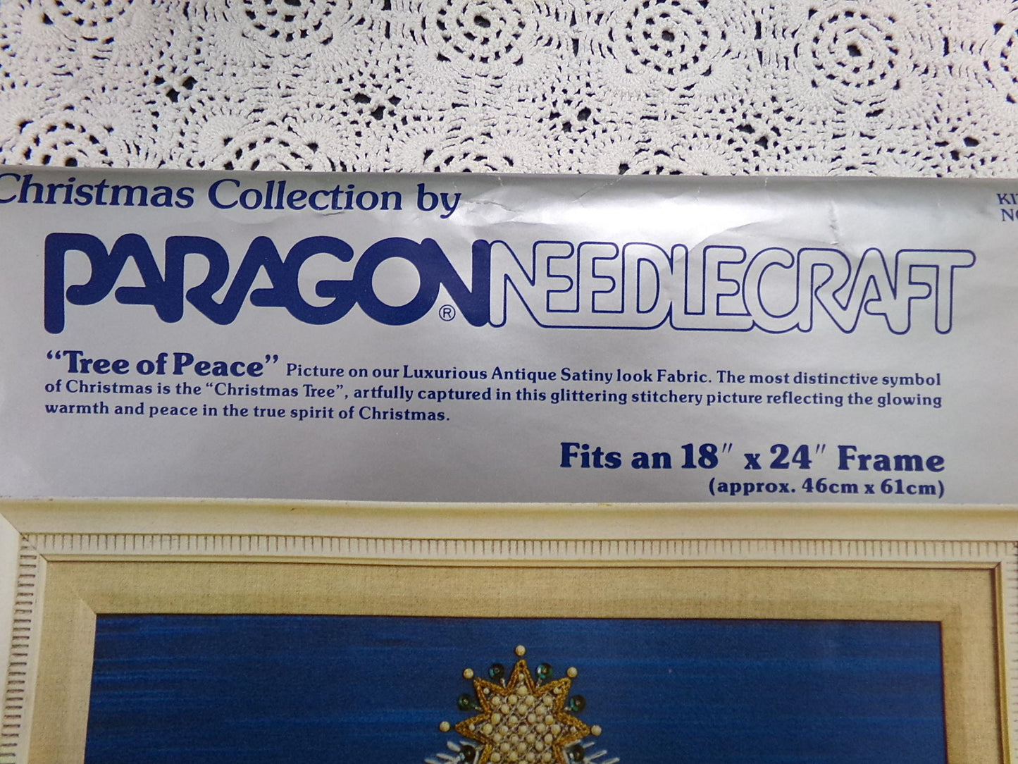 TREE of PEACE Vintage Crewel Embroidery Kit Paragon Needlecraft 6429 Christmas Wall Art June McClean