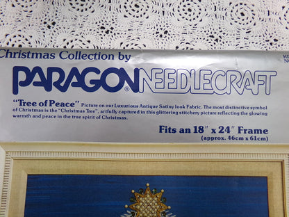 TREE of PEACE Vintage Crewel Embroidery Kit Paragon Needlecraft 6429 Christmas Wall Art June McClean